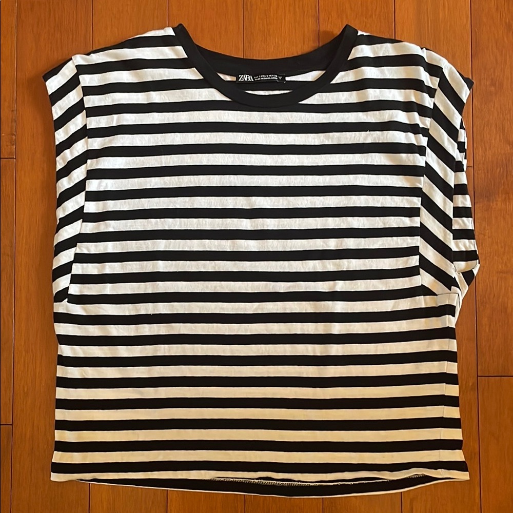 Zara Black and White Striped Top